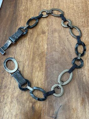 Suzi Roher alligator/silver/grey tortoise belt
